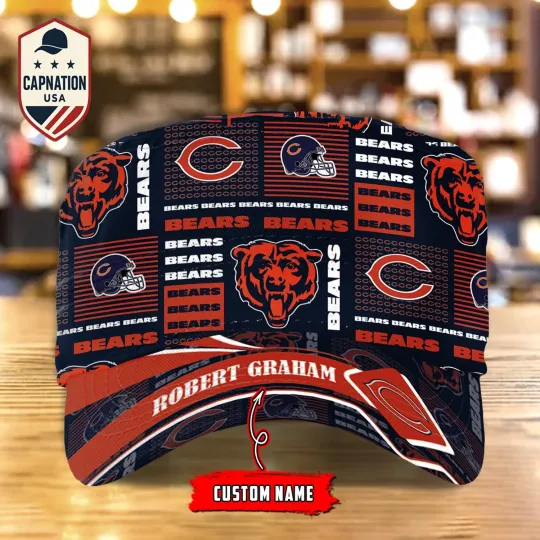 Discover Chicago Teama Bears Custom Military Cap NF-L Flat Cap Baseball Cap Gift For Men