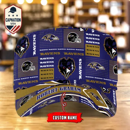 Baltimore-Ravens Custom Military Cap N-F-L Flat Cap Baseball Cap Gift For Men