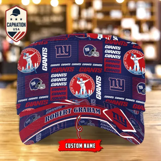 New-York-Giants Custom Military Cap N-F-L Flat Cap Baseball Cap Gift For Men