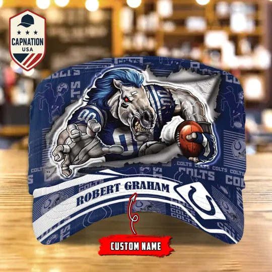 Discover Indianapolis-Colts Custom Military Cap N-F-L Flat Cap Baseball Cap Gift For Men