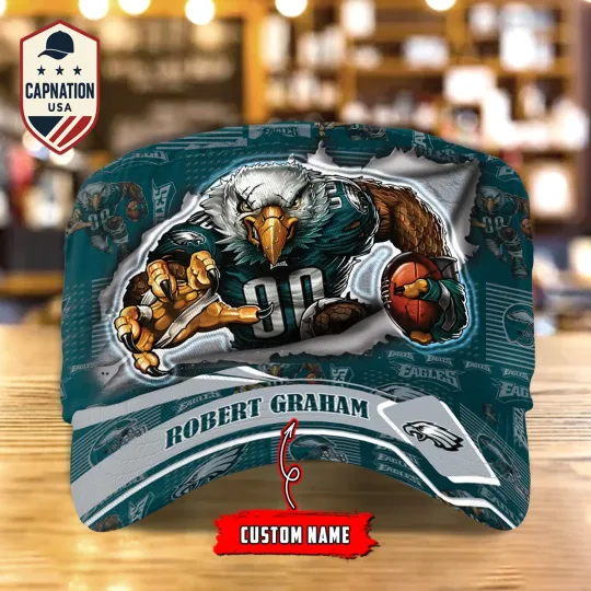 Discover Philadelphia-Eagles Custom Military Cap NF-L Flat Cap Baseball Cap Gift For Men