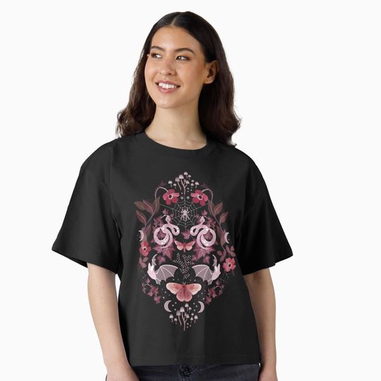 Discover Moody gothic bat and snake damask Boxy T-Shirt