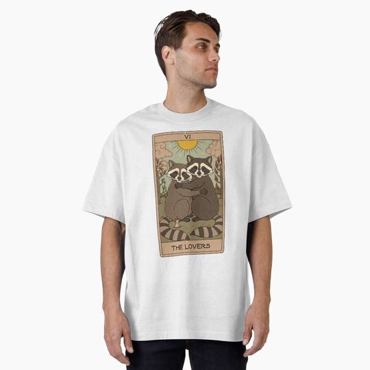 Discover The Lovers - Raccoons Tarot Oversized T-Shirt