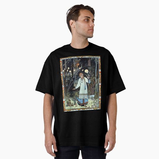 Discover Vasilisa the Beautiful at the Hut of Baba Yaga - Ivan Bilibin Oversized T-Shirt