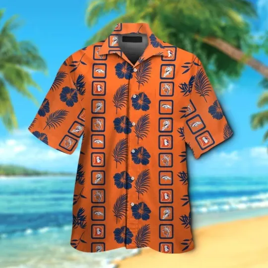 Discover Denver Football Aloha Hawaiian Shirt With Hibiscus And Palm