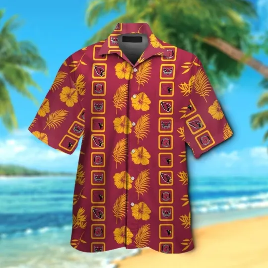 Discover Arizonna Football Aloha Hawaiian Shirt With Hibiscus And Palm