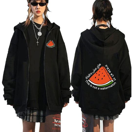 Discover This Is Not A Watermelon Pullover Zipper Hoodie Men Women Casual Fashion Clothing Zip Up Sweatshirt Fleece Coats Oversized Hoody