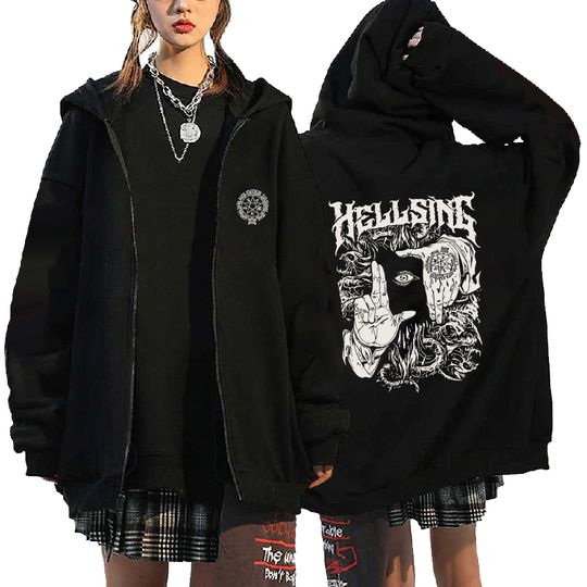 Discover Hellsing Anime Clothing Alucard Printed Hooded Men Women Prevalent Zipper Hoodies Plus Size Pullover Harajuku Male Sweatshirt