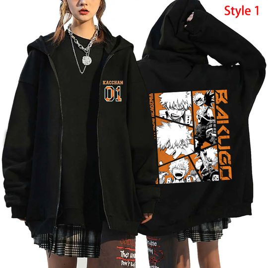 Discover New Anime Deku Bakugou Katsuki Todoroki Shoto Print Zipper Sweatshirt Fashion Women Men Y2k Harajuku Hoodies Loose Zipper Coat