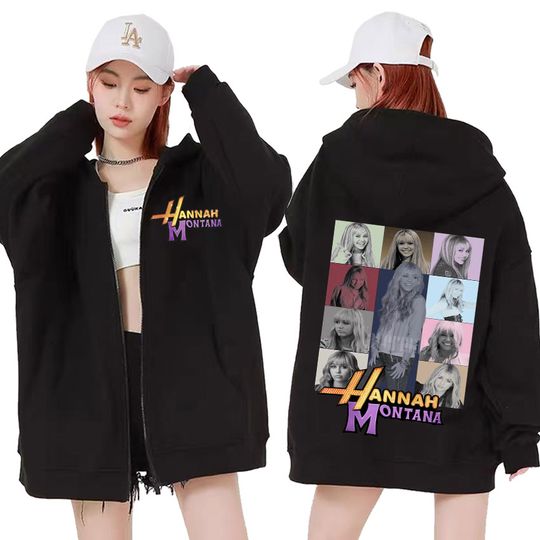 Discover New Hannah Montana Logo Zipper Hoodie Miley Cyrus The Eras Tour Men Women Jacket Sweatshirt Fashion Aesthetic Trend Zip Up Hoody