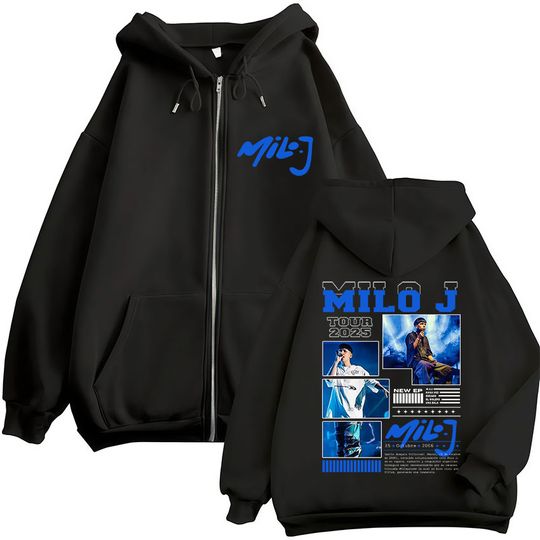 Discover Rapper Milo J Tour 2025 Graphic Zipper Hoodies Men's Clothing Casual Oversized jacket Sweatshirts Vintage Aesthetic Zip Up Hoody
