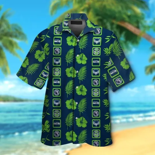 Discover Seattle Football Aloha Hawaiian Shirt With Hibiscus And Palm