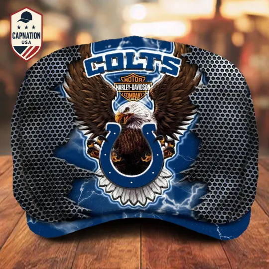 Discover Indianapol Team Colts Jeff Cap football Jeff Cap Newsboy Cap Harley Golf Cap For Men
