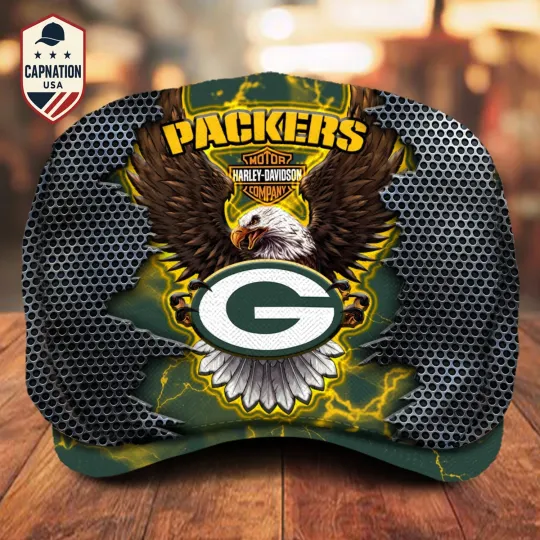 Discover Green Team Packers Jeff Cap football Jeff Cap Newsboy Cap Harley Golf Cap For Men