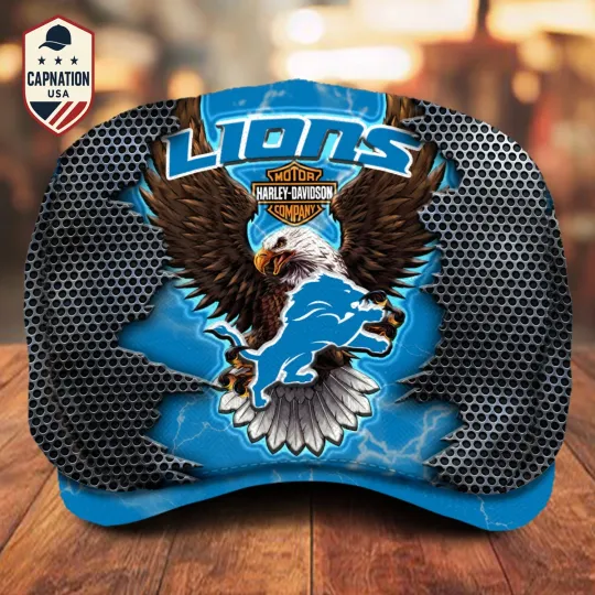 Discover Detroit Team Lions Jeff Cap football Jeff Cap Newsboy Cap Harley Golf Cap For Men