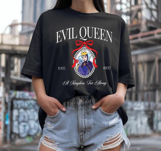 Discover Disney Evil Queen Shirt Coquette Bow, Evil Queen Coquette Bow Shirt, Disney Villains Shirt, Evil Queen Portrait T-Shirt, Villains Shirt