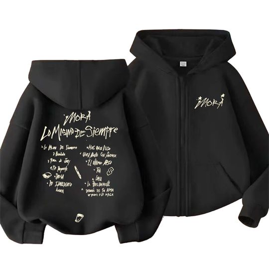 Discover Rapper Mora Lo Mismo De Siempre 2025 Zipper Hoodie Men Women Hip Hop Fashion Pop Music Zip Up Jacket Men's Oversized Streetwear