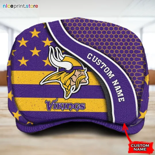 Minnesota Vikings Jeff Cap Newsboy Flat Golf Driving Hat for Men