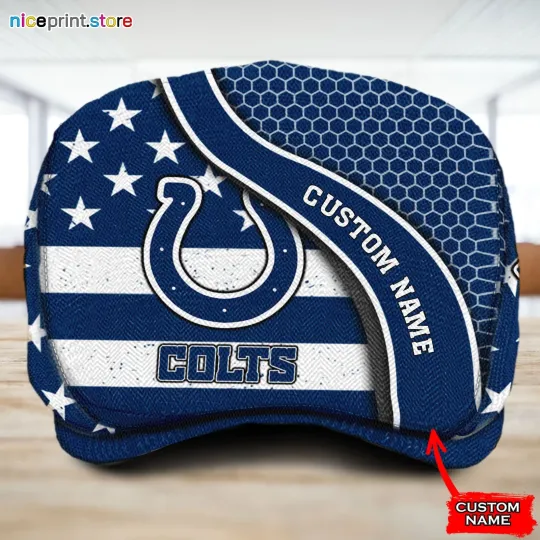 Indianapolis Colts Jeff Cap Newsboy Cap Flat Golf Driving Hat for Men