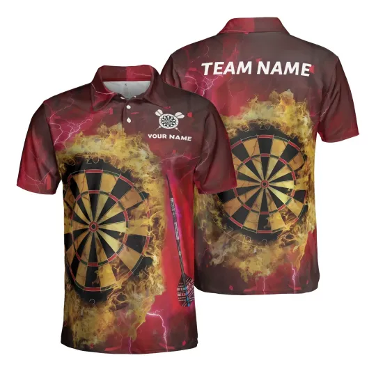 Discover Custome Name Dart Polo Shirt 3D for Men Women, Custom Team Dart Shirt 3D
