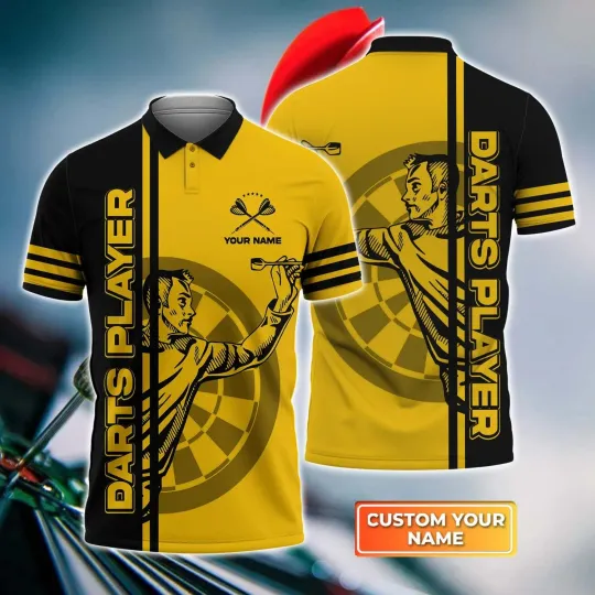 Custom name Darts Player 3D Polo Shirt, Gift For Darts Player, Dart Team Shirts,