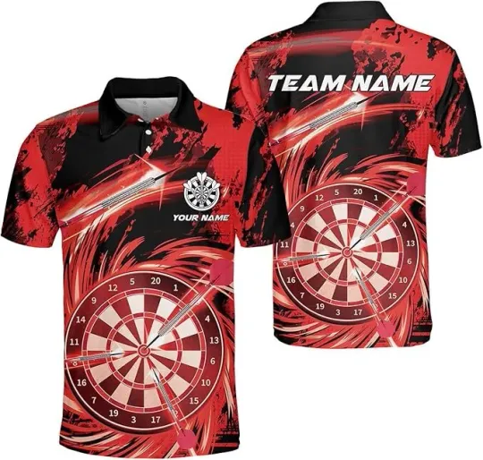 Discover Personalized Dart 3D Polo Shirts, Dart Jerseys Darts Polos Shirt for Men Women