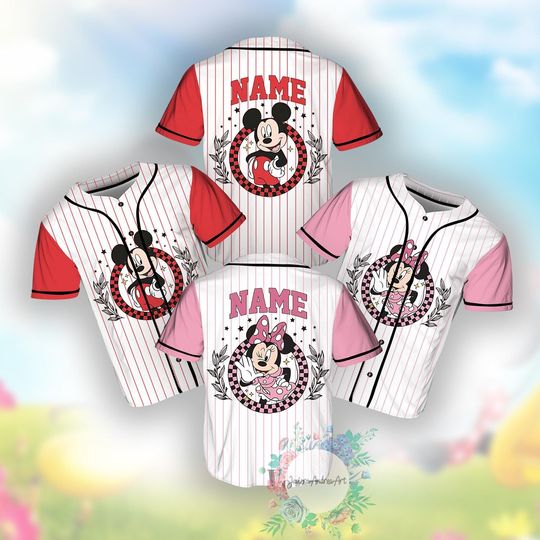 Discover Mickey Minnie Couple Baseball Jersey, Mickey Jersey, Minnie Jersey, Magic Kingdom Family Shirt, Disney Trip Couple Shirt.