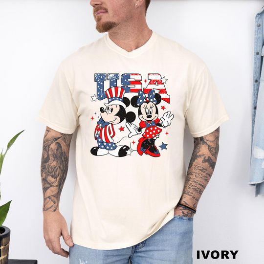 Discover Mickey and Minnie USA Shirt, Comfort Colors, Disney American 4th of July Shirt