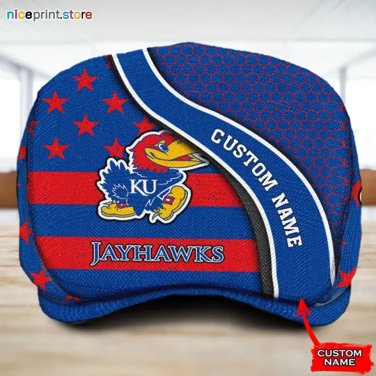 Discover Kansas Jayhawks Jeff Cap Ncaa Golf Driving Newsboy Cap