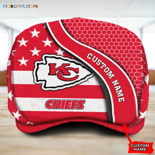 Discover Kansas City Team Jeff Cap Newsboy Flat Golf Driving Hat for Men