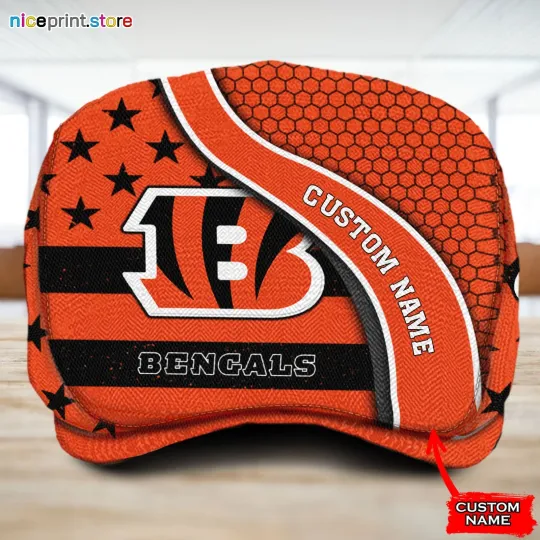 Discover Cincinnati Bengals Jeff Cap Newsboy Flat Golf Driving Hat for Men