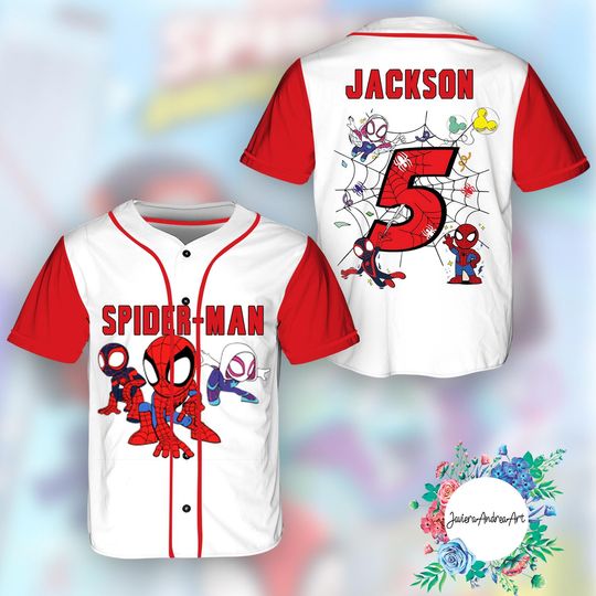 Discover Custom Spidey And His Amazing Friends Baseball Jersey, Family Group Disney Trip Outfit, Custom Spider Verse Baseball Jersey Junior Hero Team