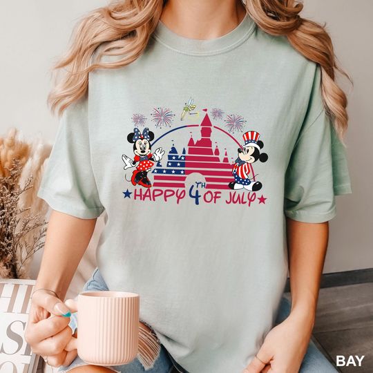 Mickey Minnie Disney Castle 4th Of July Shirt, Comfort Colors, Disney 4th of July Tee