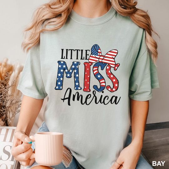 Discover Little Miss America Shirt, Comfort Colors, 4th of July Shirts, USA Girl Shirt