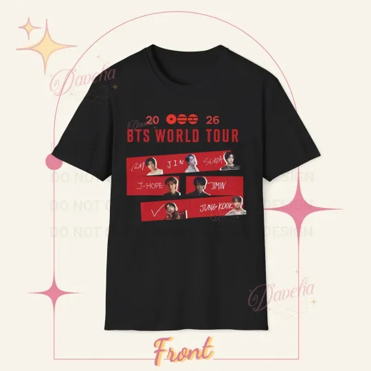 Discover 2026 World Tour BTS_ Tour Dates Back Print _ Armys Perfect Gift _ Unisex T-shirt
