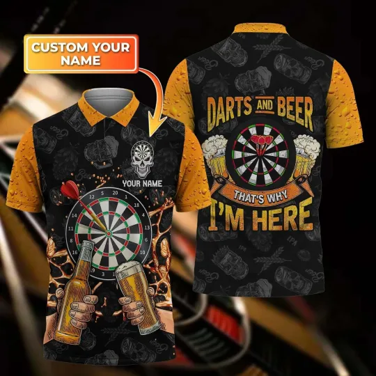 Discover Darts And Beer - Personalized Name 3D Polo Shirt, Gift for Darts player