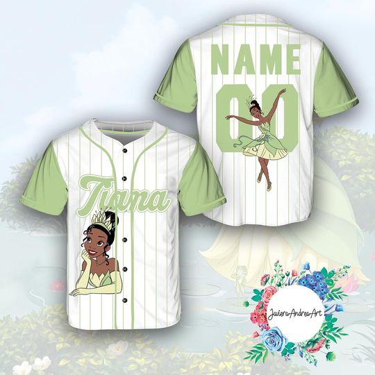 Discover Personalized Tiana Baseball Jersey, Custom Princess And The Frog Shirt, Green Baseball Outfit, Disney Princess.