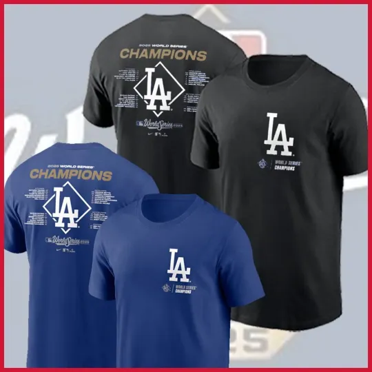 Discover Los Angeles Dodgers 2025 World Series Champions Double Sided T-Shirt