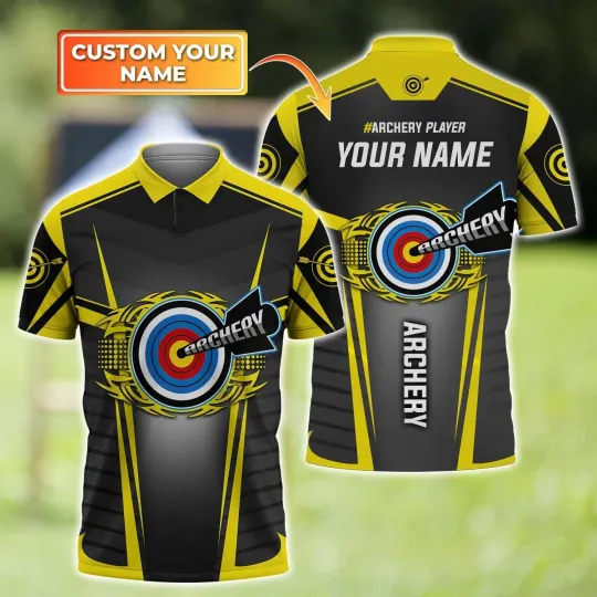 Discover Archery Polo Shirt Yellow Sports Polo Shirt For Archery Lover