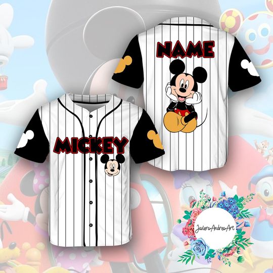 Discover Personalize Disney Vintage Mickey Mouse Smile Jersey, Custom Kid Youth Adult Baseball Jersey, Custom Disney Birthday Shirt.