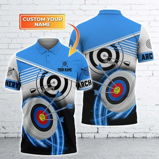 Discover 3D Polo Shirt With Customizable Name For Archery Lovers Personalized Archery Pol