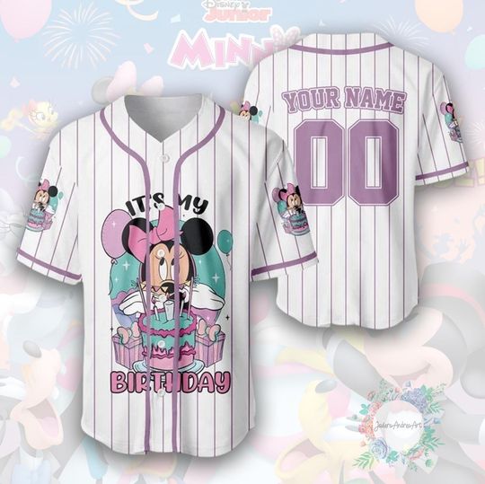 Discover Minnie Birthday Baseball Jersey, Custom Minnie Mouse Jersey, 2nd Birthday Shirt for Girl, Custom Birthday Shirt, Disney Outfit.