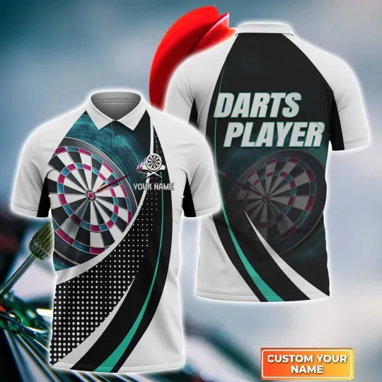Discover Dartboard Personalized Name 3D Polo Shirt For Darts Player, Dart Men's polo Shir