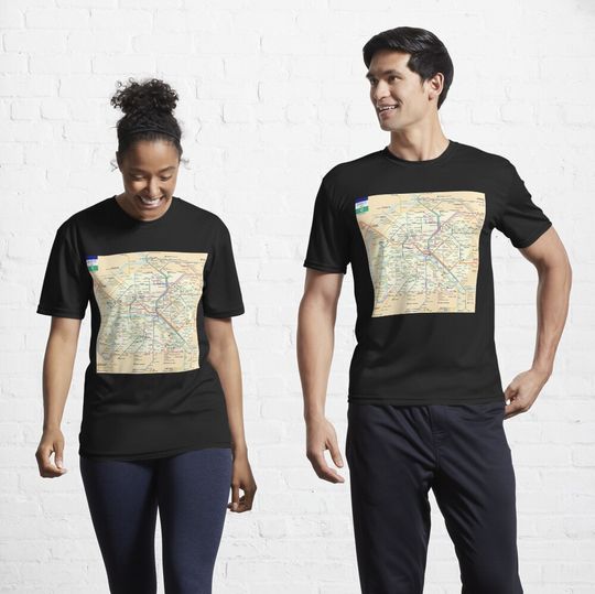 Discover Paris, France Metro Subway Tube Underground Map Active T-Shirt