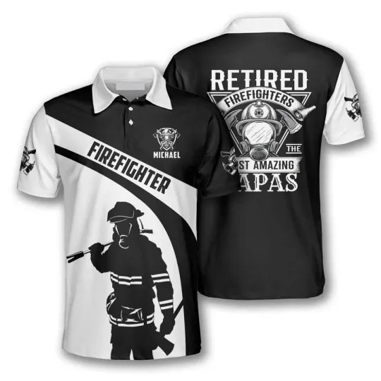Discover Retired Firefighters Black White Custom Firefighter Polo Shirts for Men, Firefig