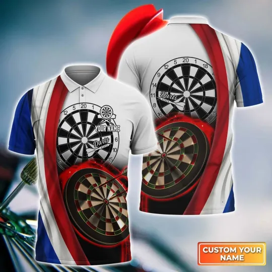 Discover France Flag Dartboart Personalized Name 3D Polo Shirt, Gift For Darts Player