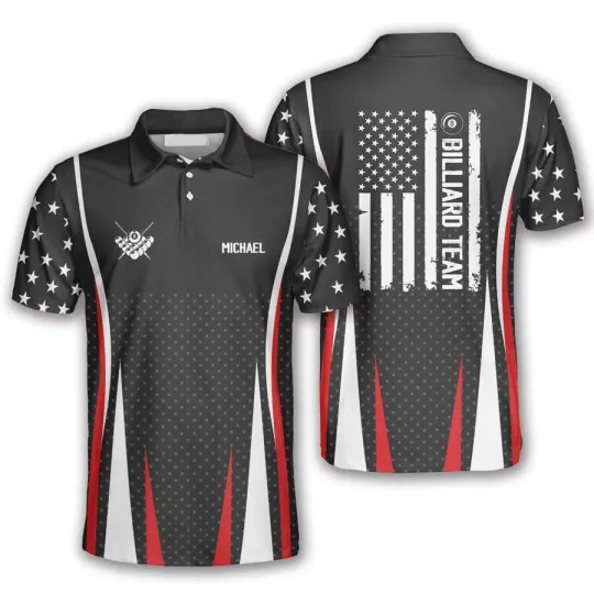 Discover US Flag Pattern Custom Billiard Shirts for Men, Custom Billiard ball for Team