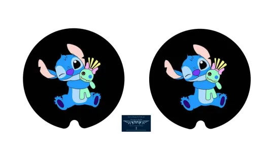 Discover Stitch Blue Alien Disney Lilo Rubber Car Coasters