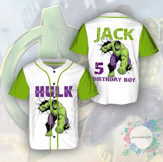 Discover Superhero Comic Birthday Baseball Jersey, Hulk theme Party, Iron Man, Hulk Personalized Baseball, Gift Birthday Jersey.