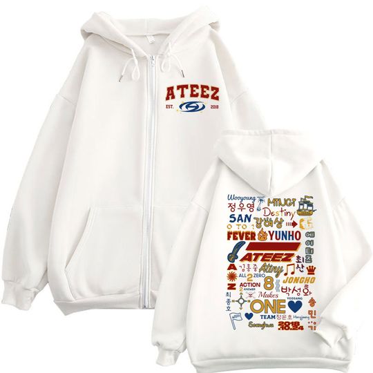 ATEEZ 2025 World Tour in Your Fantasy Graphic Zipper Hoodie Harajuku Y2k Zip Up Jacket Pullovers Men Women Oversized Sweatshirts